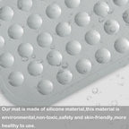 Yanzifly Bathtub Mat Non Slip Bath Mat for Tub Silicone Soft & Safe, Bath Tub Mat Non Slip Shower Mats, Suction Cups Bath Tub Anti Slip Matt for Kids Elderly Non Toxic, Machine Washable-Grey