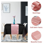 16Pack Disposable Plastic Tablecloths and Satin Table Runner Set Black and Rose Gold Dot Tablecloth Gold Satin Table Runner for Wedding Birthday Baby Shower Anniversary Christmas New Year Party Supply