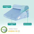 Bedluxe 3Pcs Orthopedic Bed Wedge Pillow Set, Foam Wedge Pillow Post Surgery for Back, Leg and Knee Support, Adjustable 9&12 Inch Folding Triangle Pillow for Sleeping, Acid Reflux, Snoring, Light Blue