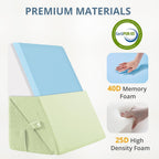 Sasttie Wedge Pillow for Headboard, Adjustable Bed Wedge Pillow Set with Orthopedic Memory Foam Neck Cushion – for Acid Reflux, Neck & Back Support, and Post-Surgery Recovery, Sage