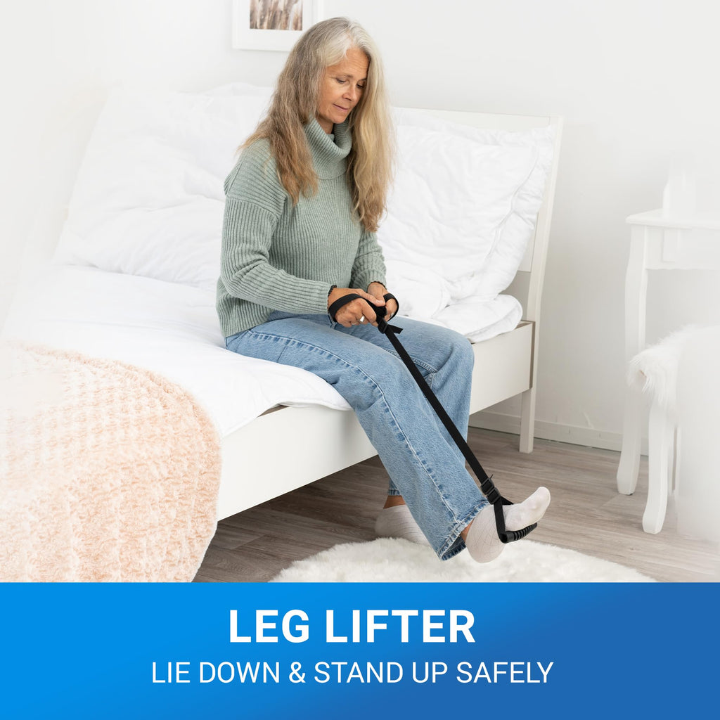 Sliq Hip Kit for Seniors Total Hip Replacement Prime Supplies after Hip Surgery, Hip Replacement Recovery Kit, Hip Ice Pack, 32" Grabber Tool, Leg Lifter, Shoe Horn, Sock Aid Device for Seniors