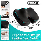 Luxury Seat Cushion, 4 Inch Extra Thick Memory Foam for Pressure Relief, Sciatica, Tailbone Pain & Back Pain Relief, Multi-Use for Bleachers, Car, Gaming, Office Chair (Black)