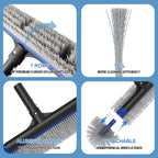 Poolvio 5-in-1 Pool Cleaning Kit - Includes Semi-Deep Skimmer Net, Aluminum Leaf Rake, 20' Pool Brush with 13ft Adjustable Pole