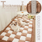 Awjcsv Fuzzy Pet Couch Covers for Sofa, Non Slip Sofa Cover for 3 Cushion Couch Sofa Pet Friendly, Pet Sofa Covers for Furniture (Dark Brown, 27.6" x 59.1")