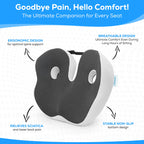 THANREIMI Memory Foam Outfany Ergoseat Cushion – Welnax Orthosoothe Seat Cushion, Libiyi, Hilipert Ergoseat – Coccyx Pain Relief Pillow for Car, Butt Cushion for Sitting, Comfort for Sedentary People