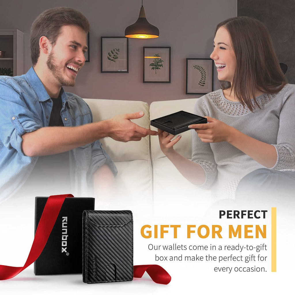Wallet for Men Slim 11 Credit Card Holder Slots Leather RFID Blocking Small Thin Men's Wallet Bifold Minimalist Front Pocket Large Capacity Gift Box