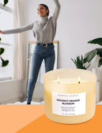 Coconut Orange Blossom 3 Wick Spring Candle - Highly Scented Soy Candles for Home - Large Stress Relief Candles –Aromatherapy Relax Candles for Women & Men 15.8 oz - Clean Burning Soy Candles