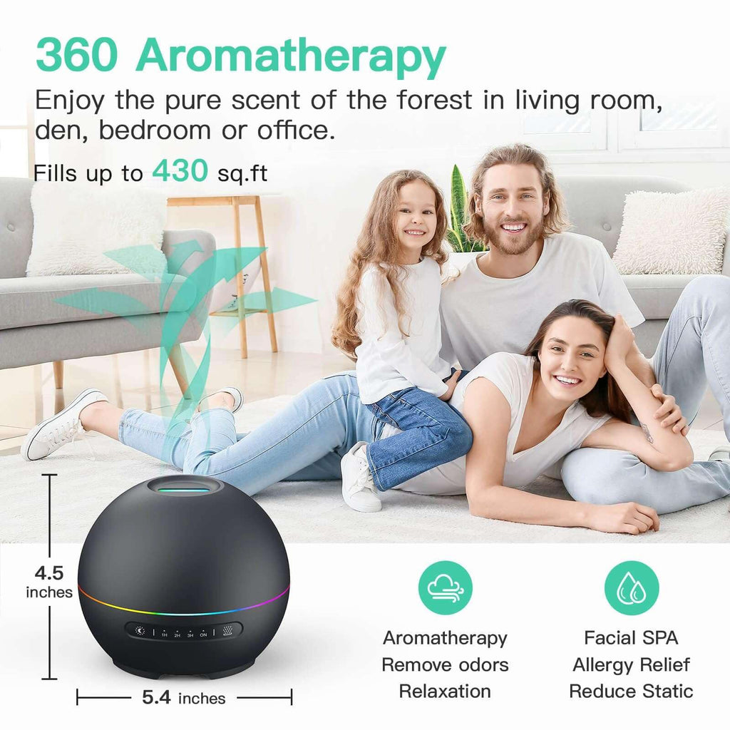 2 Pack Essential Oil Diffusers for Home - 200ml Aromatherapy Diffuser Humidifier with 4 Timers & 7 Colors Night Lights, 20dB Quiet Working for 10 Hours, Waterless Auto-Off
