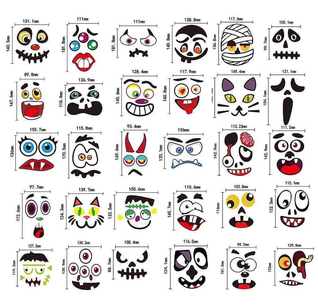 Halloween Pumpkin Stickers, Jake-O Lamp Surface Pumpkins Decorating Kit for Pumpkins and Squash, 60 Cute Emoticon Craft Party Favor, Creative Games Gifts for Halloween Party Supplies