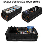 Car Trunk Organizer and Storage with Lid & Removable Leakproof Cooler Bag, Car Accessories 6 Removable Dividers for Custom Space, Collapsible Large Trunk Organizers Interior for SUV Sendan with Cover