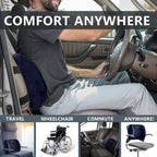 ComfiLife Lumbar Support Back Pillow Office Chair and Car Seat Cushion - Memory Foam with Adjustable Strap and Breathable 3D Mesh (Navy)