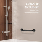 20 Inch Shower Grab Bar w/Anti Slip Rubber Grip, Munzong Black Stainless Steel Bathroom Grab Bar, Bathroom Balance Bar,Safety Handrail Support,Handicap Injury Elderly Senior Assist Bath Handle