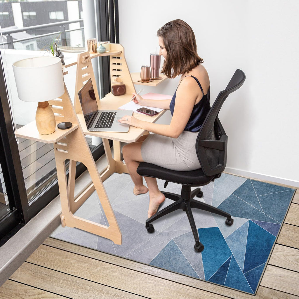 SAIKOOWA Office Chair Mat for Hardwood Floor,36"*48" Highly Premium Quality Office Floor mat, Desk Mat for Rolling Chair- Anti-Slip Chair Rug for Office Home Laminate Floor Blue Grey