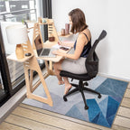 SAIKOOWA Office Chair Mat for Hardwood Floor,36"*48" Highly Premium Quality Office Floor mat, Desk Mat for Rolling Chair- Anti-Slip Chair Rug for Office Home Laminate Floor Blue Grey