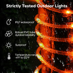 ICRGB Solar Halloween Lights, 66FT 200 LED Outdoor Solar Rope Lights, IP67 Waterproof Solar Lights, 8 Modes Christmas Lights, Solar String Lights for Outside, Halloween Tree Pathway Autumn Decorative