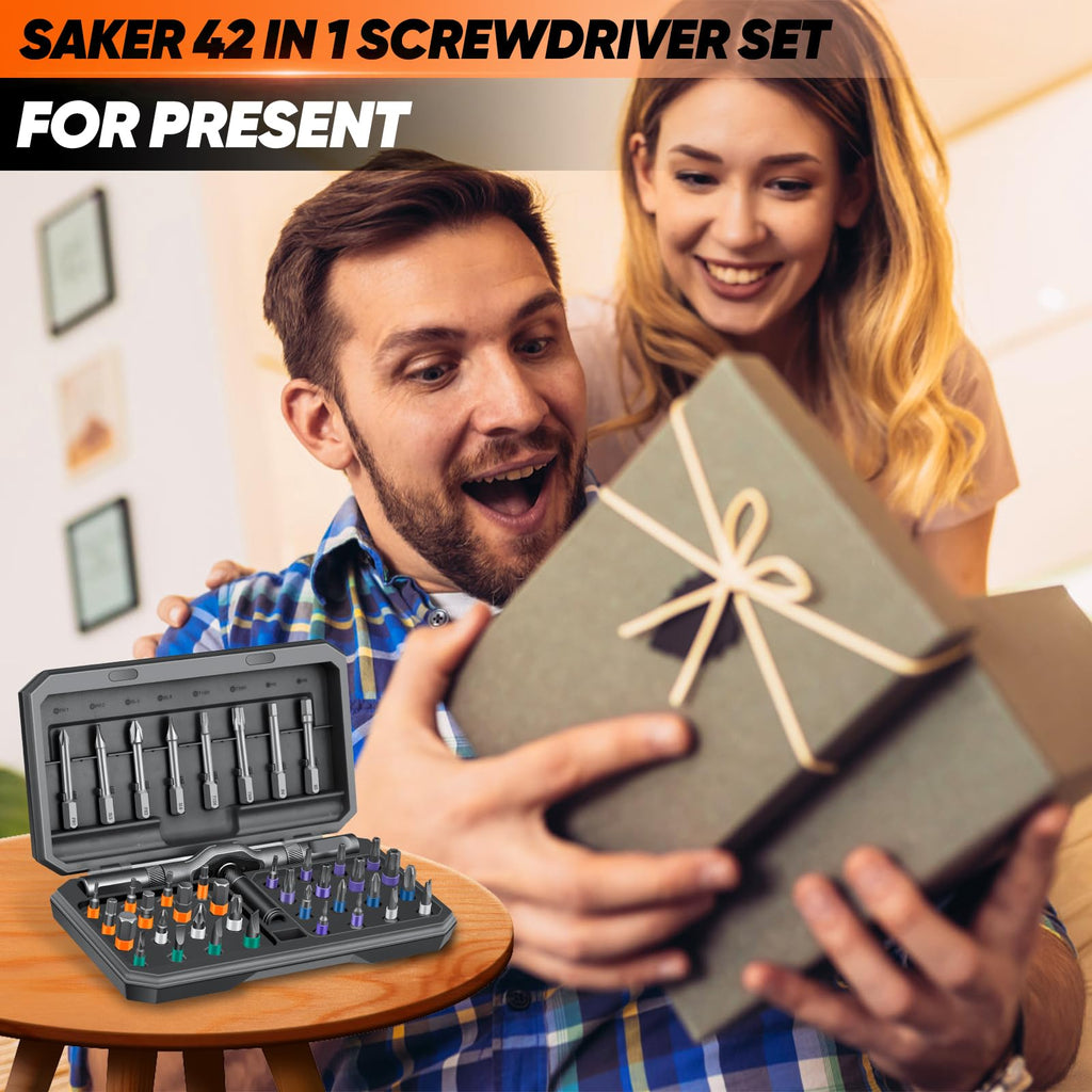 Saker 42 in 1 Magnetic Screwdriver Set, Multi Bit Free Combination Ratchet Screwdriver Set Portable Repair Tool Kit for Christmas Gifts Furniture, Computer, Bicycle and DIY Grey