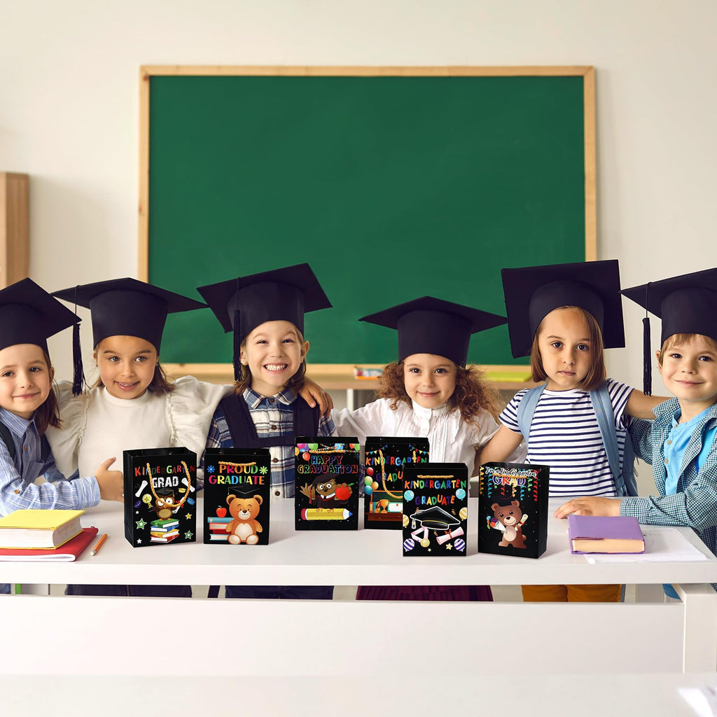 Gilprop 36 Pcs Kindergarten Graduation Gift Bag for Kids Preschool Graduation Gift Bags with Handle Congratulations Graduation Gift Wrapping Paper Bag for Girls Boys Students Pre-k Grad Party Supplies
