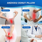 anzhixiu Proper Mid Hole Donut Pillow for Hemorrhoid Reduces Contact Area with Required Support- Hemorrhoid Pillow for Office, Car, Home Seat- Black/Gray