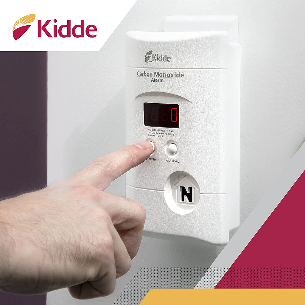Kidde Carbon Monoxide Detector, Plug In Wall with 9-Volt Battery Backup, Digital LED Display, 4 Pack