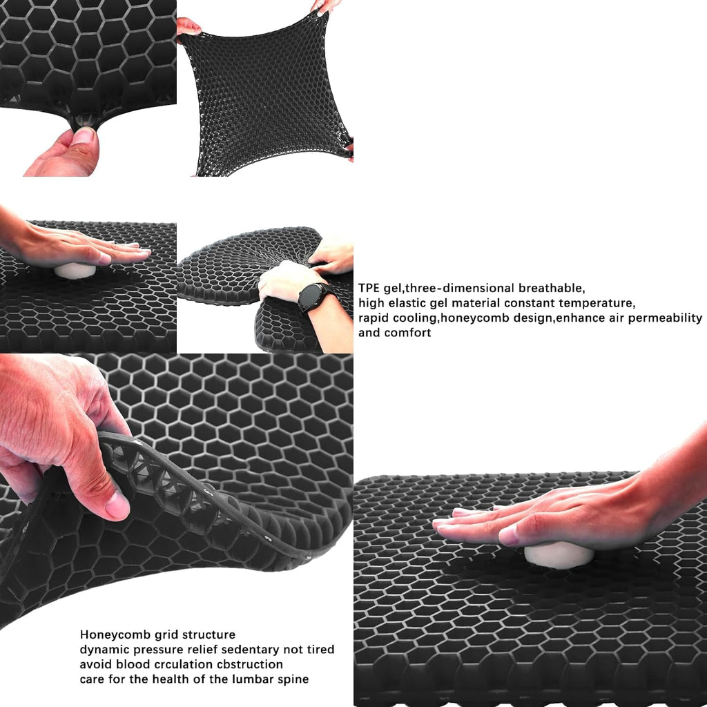 Gel Wheelchair Seat Cushion with Anti-Slip Cover, Relieve Sciatica, Back, Coccyx, Pressure Sore and Ulcer Pain, Refreshing & Ergonomic Chair Cushion,Cushion for Wheelchair Seat (Black)