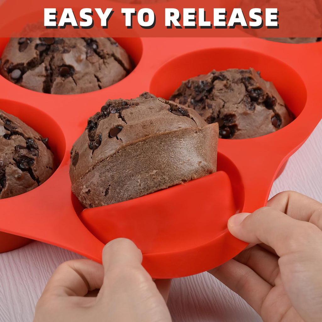 Silicone Muffin Pan Set - Mini 24 Cups, Regular 12 Cups Cupcake Pan, Jumbo 6 Cups Muffin Pan Silicone Bakeware for Baking Set of 3