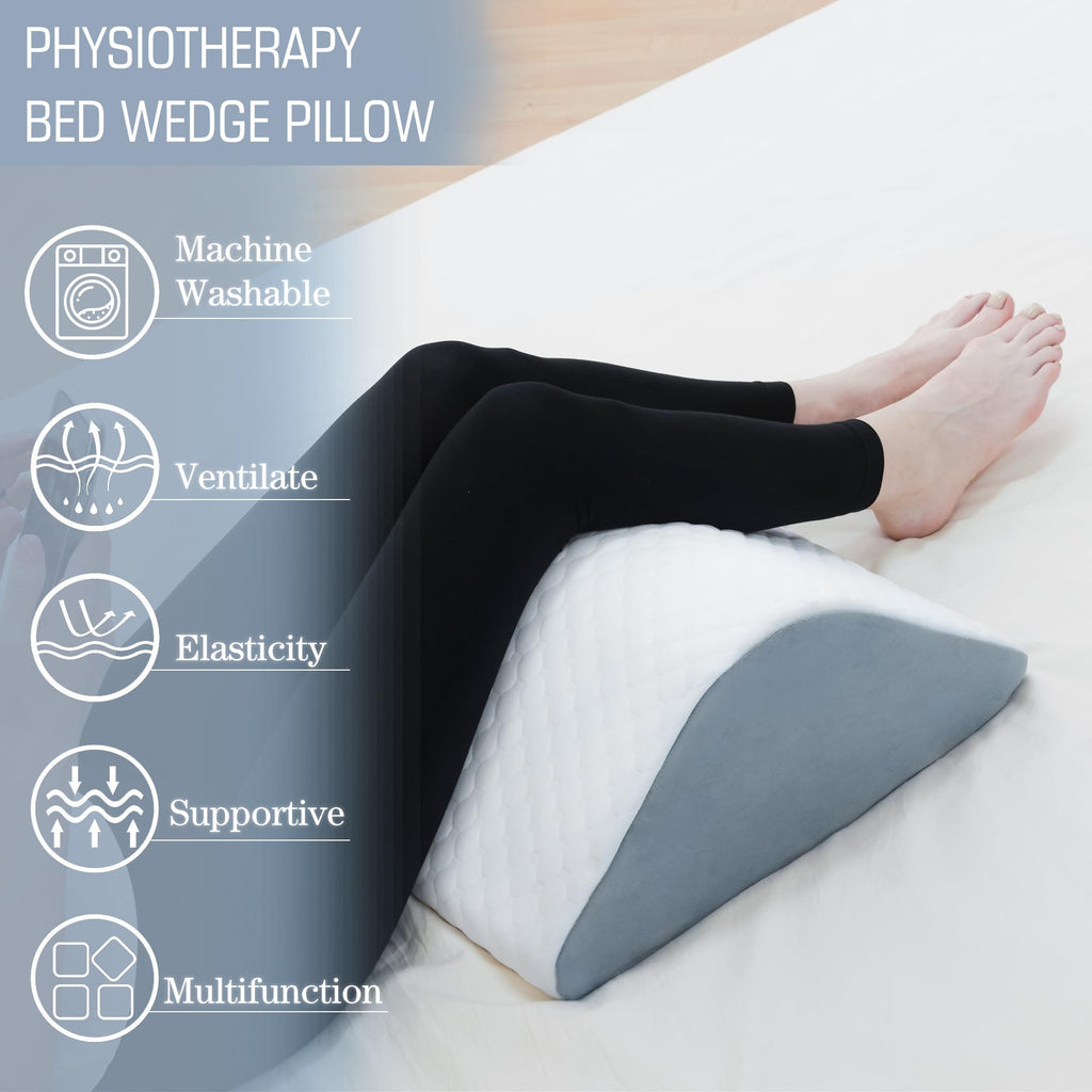 Foamalusion Knee Wedge Pillow Bed Wedge Pillow for Sleeping, Wedge Pillows for After Surgery Leg Pillow for Knee Pain Relief, Back Pain, Sciatica, Hip Support