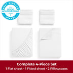 Mellanni King Sheets Set - 4 PC Iconic Collection Bedding Sheets & Pillowcases - Hotel Luxury, Extra Soft, Cooling Bed Sheets - for Women, Men, Kids & Teens (King, White)