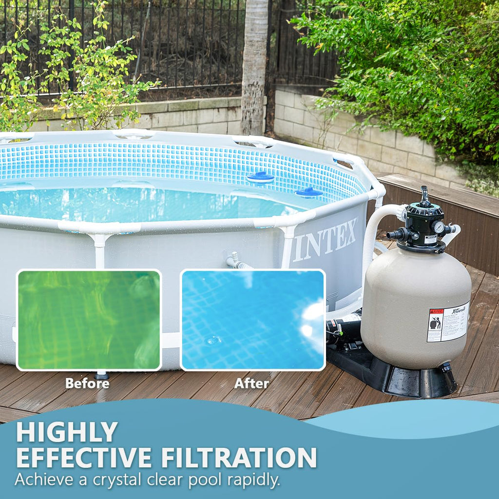 XtremepowerUS 19" Sand Filter 1.5HP Pump 4500 GPH Swimming Pumps System & Filters Combo Set Multi-Port Valve, for Domestic and Commercial Pools up to 18,000 Gallons Pool