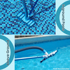 POOLWHALE Professional 1-1/2-Inch x 30-Feet Swimming Pool Vacuum Hoses and Weighted Rotatable Handle Vacuum Head with Wheels, Perfect for Above Ground and Inground Pools