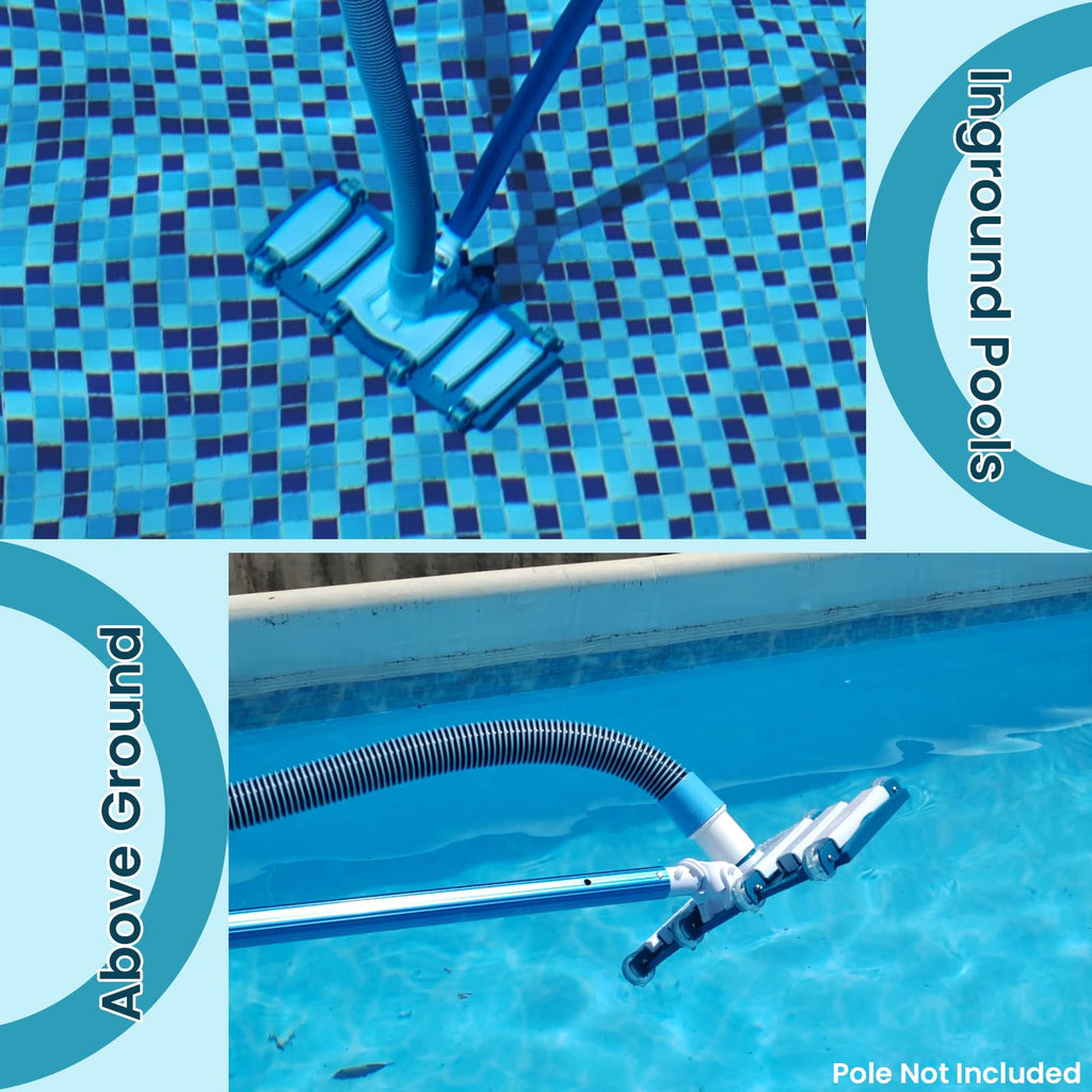 POOLWHALE Professional 1-1/2-Inch x 36-Feet Swimming Pool Vacuum Hoses and Weighted Rotatable Handle Vacuum Head with Wheels, Perfect for Above Ground and Inground Pools