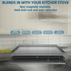 24 x 30-inch Reversible Stainless Steel Backsplash for Kitchen wall，Splatter Guard and Cooking Shield， Range Hood Accessories to Keep Kitchen Clean， Four Pre Drilled Holes for Easy Installation
