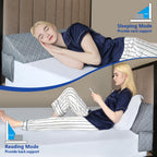 Kayfia King Size Pillow Wedge for Headboard Gap Bed Gap Filller (0-8") Mattress Space Filler Pillow Stopper with 2 Side Pocket Triangle Foam Pillow Wedge Between Headboard Mattress (Grey, 76"x10"x6")