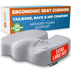 5 STARS UNITED Seat Cushion - Memory Foam Chair Cushion for Tailbone Pain Relief - Ergonomic Support for Coccyx, Sciatica & Butt - Office, Desk & Gaming Chair, Car Seat, Wheelchair, Airplane, L Gray