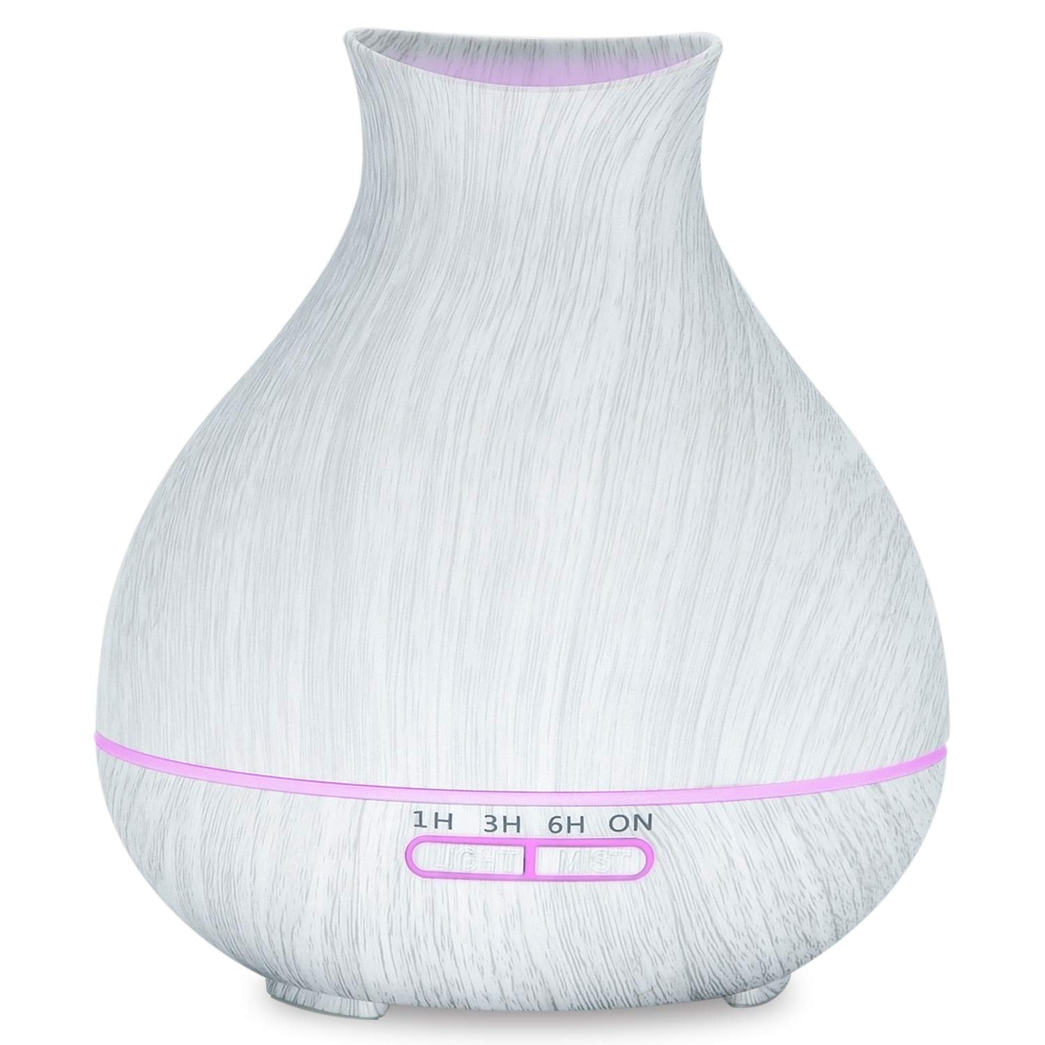 BZseed Aromatherapy Essential Oil Diffuser 550ml 12 Hours White Wood Grain Aroma Diffuser with Timer for Large Room, Home, Baby Bedroom, Waterless Auto Shut-Off, 7 Colors Lights Changing