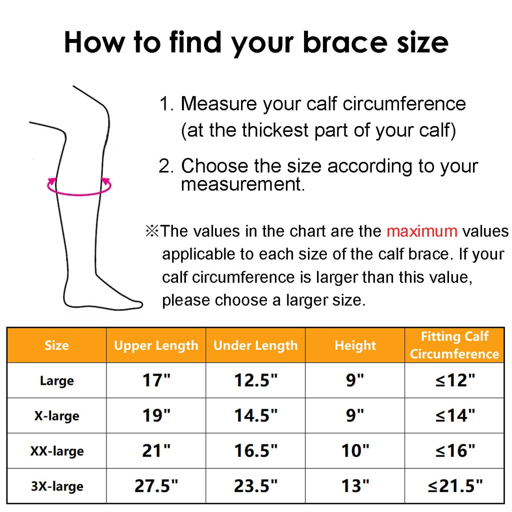 Heekooi Calf Brace, Shin Splint Brace 1 Pair, Shin Splints Leg Pain Relief Support, Calf Brace for Torn Calf Muscle, Swelling, Edema, Adjustable Calf Support, Shin Brace for Women & Men (X-Large)