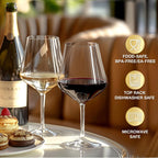 Hlukana Unbreakable Wine Glasses Set of 6, 16 oz Plastic Wine Glasses with Stem, BPA Free, Reusable Wine Glass for Poolside, Outdoors Camping Picnic Restaurants Home Bar Christmas Unique Gift
