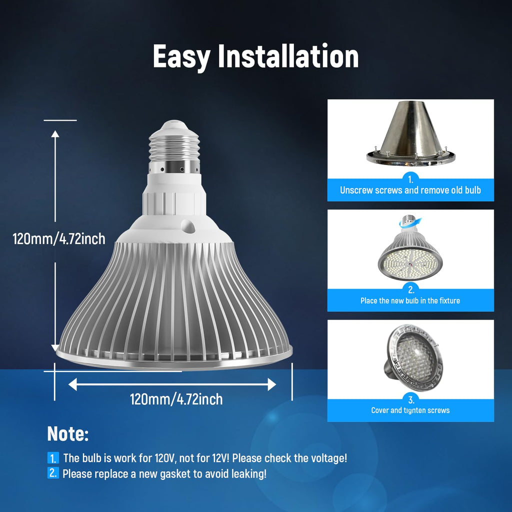 HYMIOR LED Pool Light for Inground Pool 120V 65W PRO, White Light 6500K with 6500lm High Brightness, Replace 300-800W Halogen Light