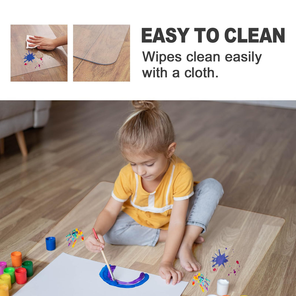 Clear Chair Mat for Hardwood Floor: 48" x 36" Plastic Office Chair Mats for Hard Wood and Tile Floor, Easy Glide No-Slip Floor Mat for Rolling Chair, Heavy Duty Pvc Floor Protector under Computer Desk