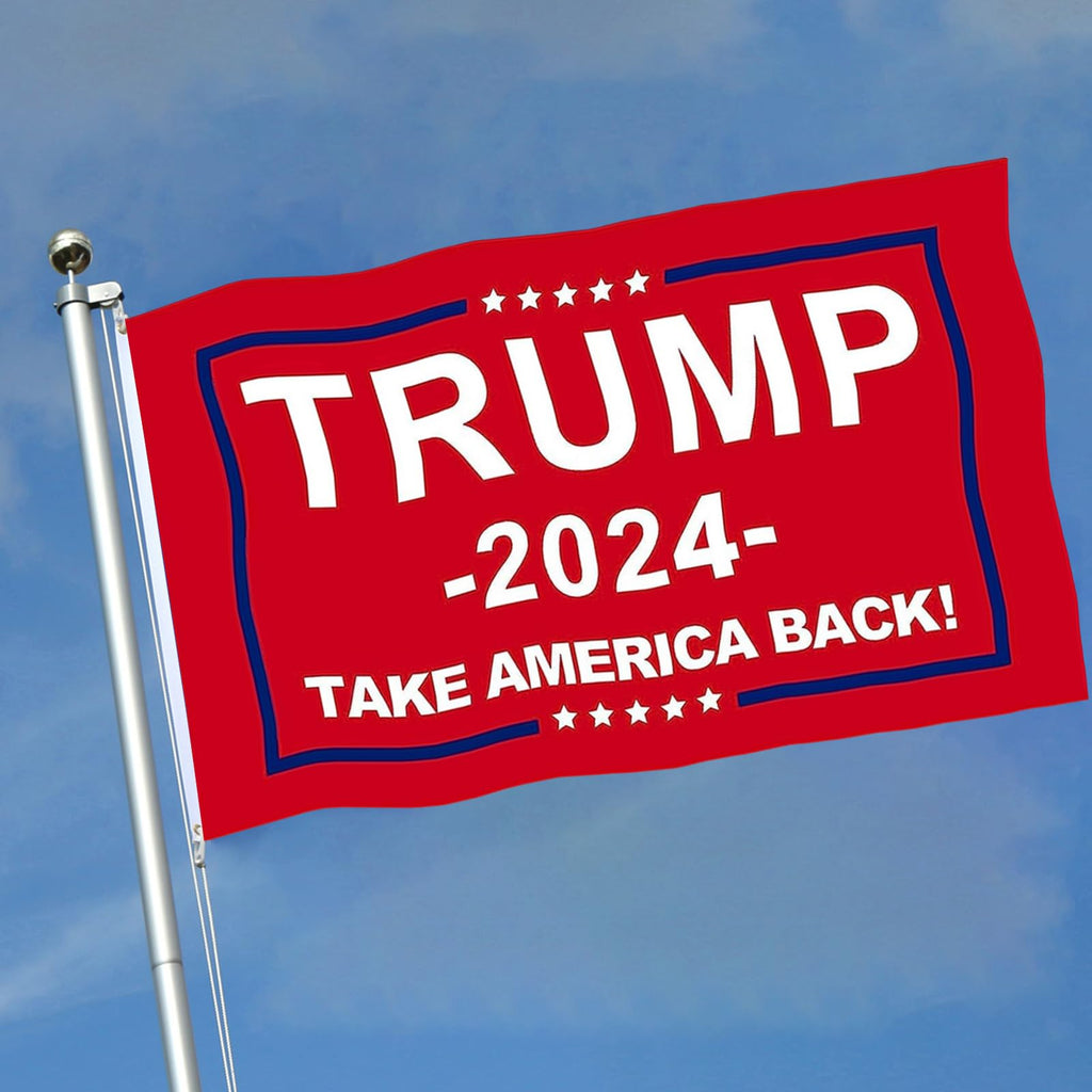 Trump 2024 Flag 3x5 Outdoor Double Sided 3 Ply-Red Trump Take America Back Flags Vivid Color Clear Pattern Reinforcement Sewing Durable Polyester