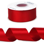 Ribbli Red Double Faced Satin Ribbon,1-1/2” x Continuous 25 Yards,Use for Bows Bouquet,Christmas Gift Wrapping,Floral Arrangement