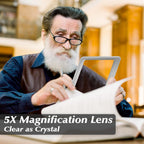 [2 Pack] 5X Magnifying Glass for Reading Large Page Viewing Area Magnifiers Lightweight Handheld Magnifier for Reading Seniors and Low Vision Person Silver