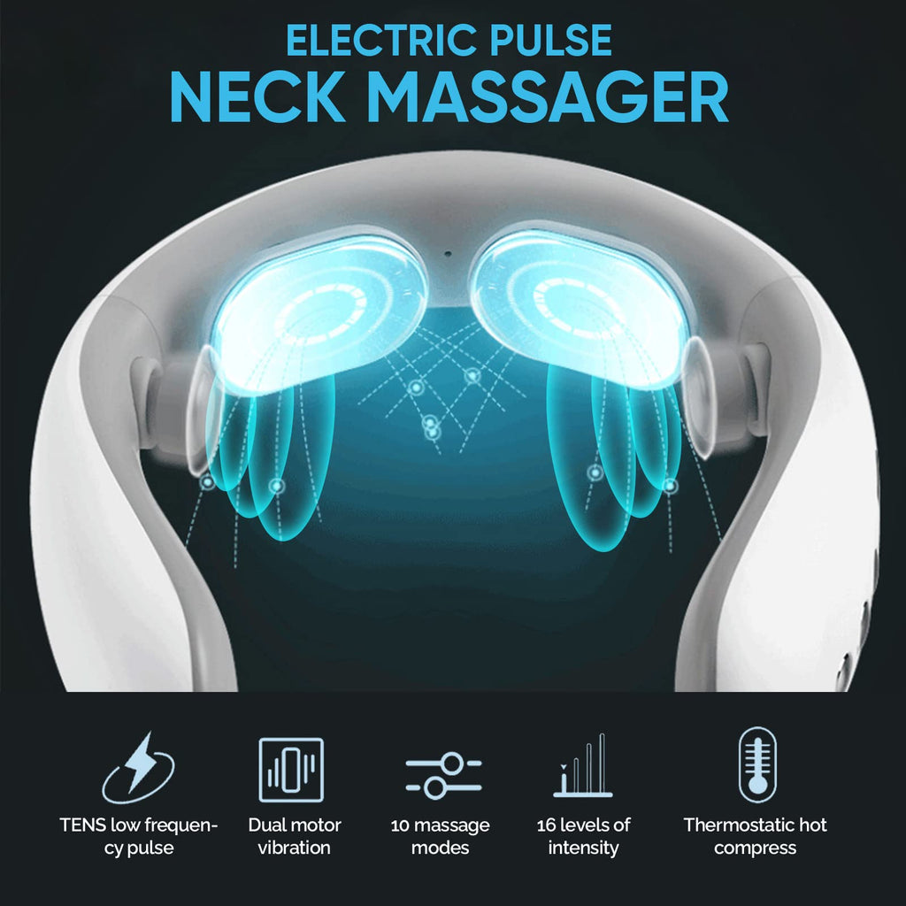 Aeiniwer Neck Massager for Pain Relief Deep Tissue,Electric Portable Lymphatic Drainage Massager with Heat,Portable Neck Massager Gift for Women Men