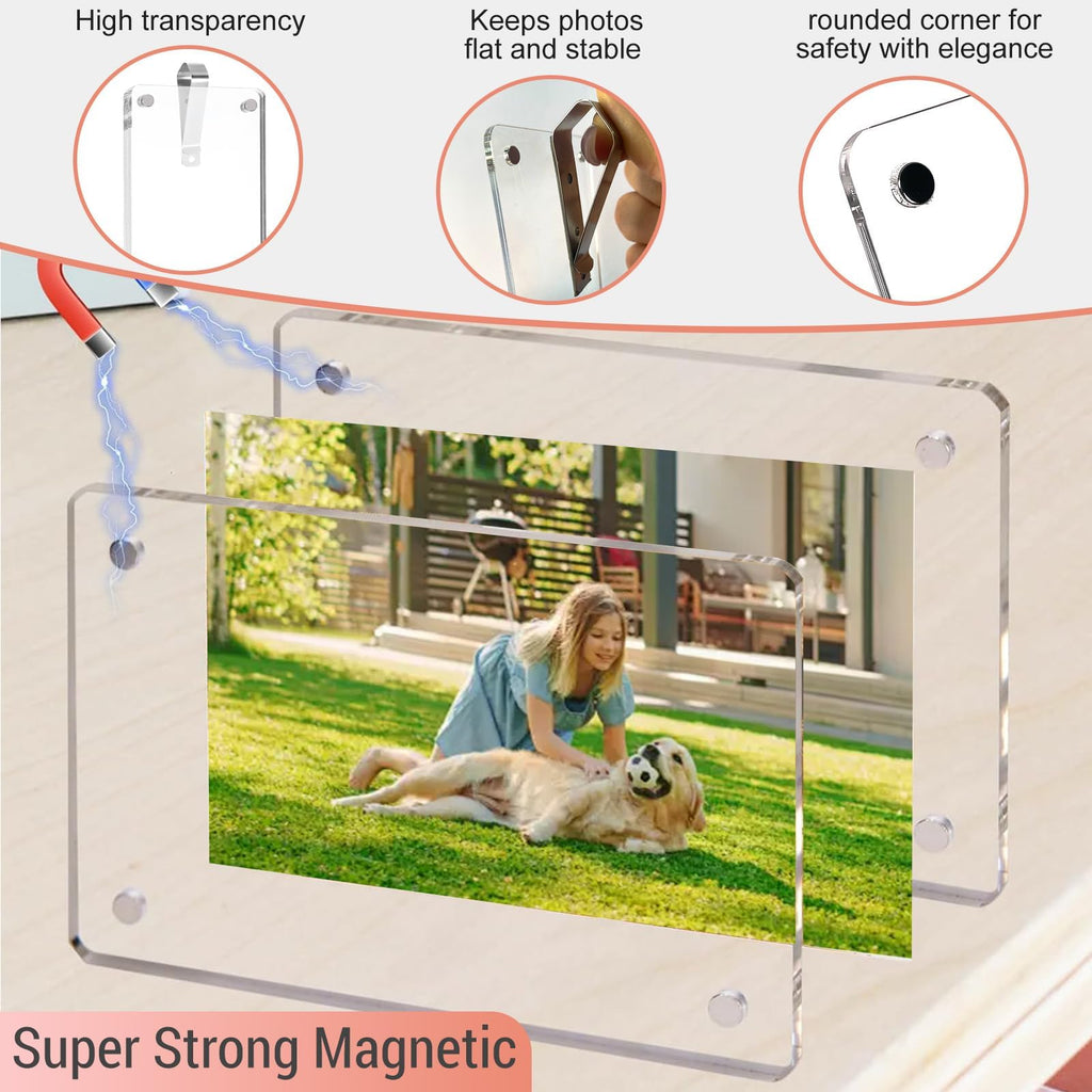 8Pcs Car Clip Picture Holder,Personalized Car Picture Frame,Acrylic Car Photo Holder,Magnetic Car Sun Visor Photo Clip,Visor Clip Photo Frame Hanging Decor Car Accessories for Mom Husband Family
