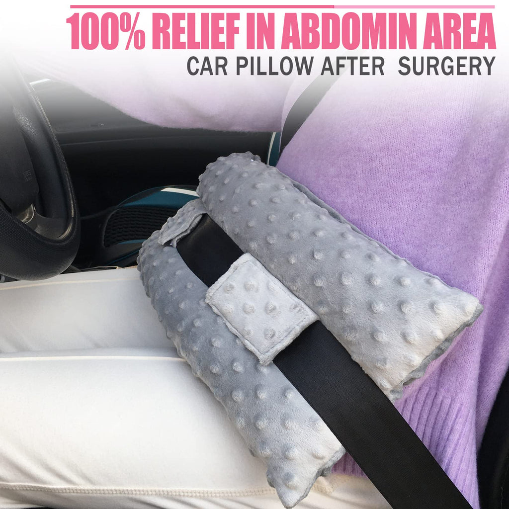 BNRendles Hysterectomy Pillows with Ice/Hot Pocket for Abdominal Surgery, Hysterectomy Recovery Must Have Gifts, Tummy Tuck Stomach Padding, Minky Dot Gray