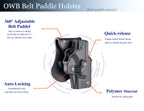 BEDONE Hellcat 9mm Holster for Springfield Hellcat Micro-Compact(Not for Hellcat Pro), Hellcat with Optic, OWB Paddle Holster, Outside Waistband Gun Holster, Adjustable Cant Belt Holster - Right Handed