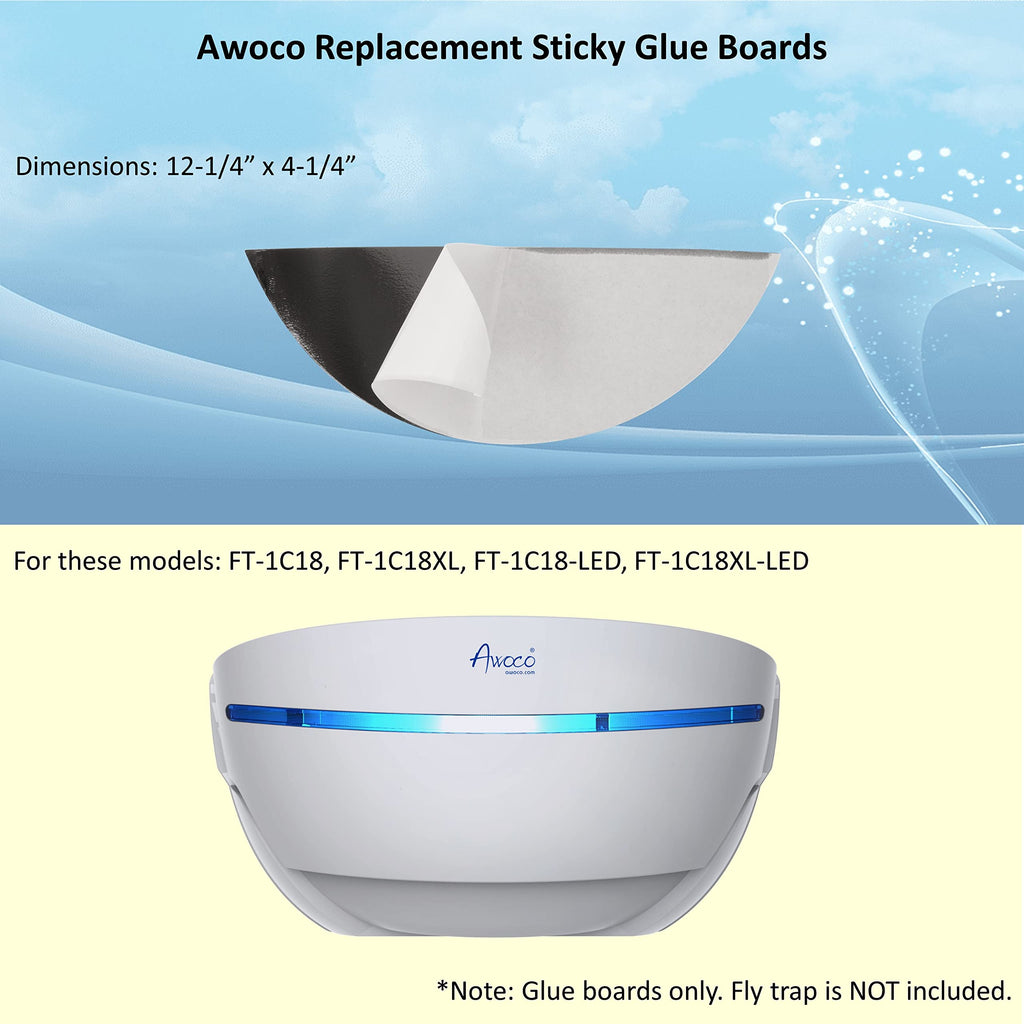 Awoco Pack of 5 Replacement Sticky Type C Glue Boards for Awoco Wall Mount Sconce Sticky Fly Trap Lamp Model FT-1C18 (5 Pcs Type C)