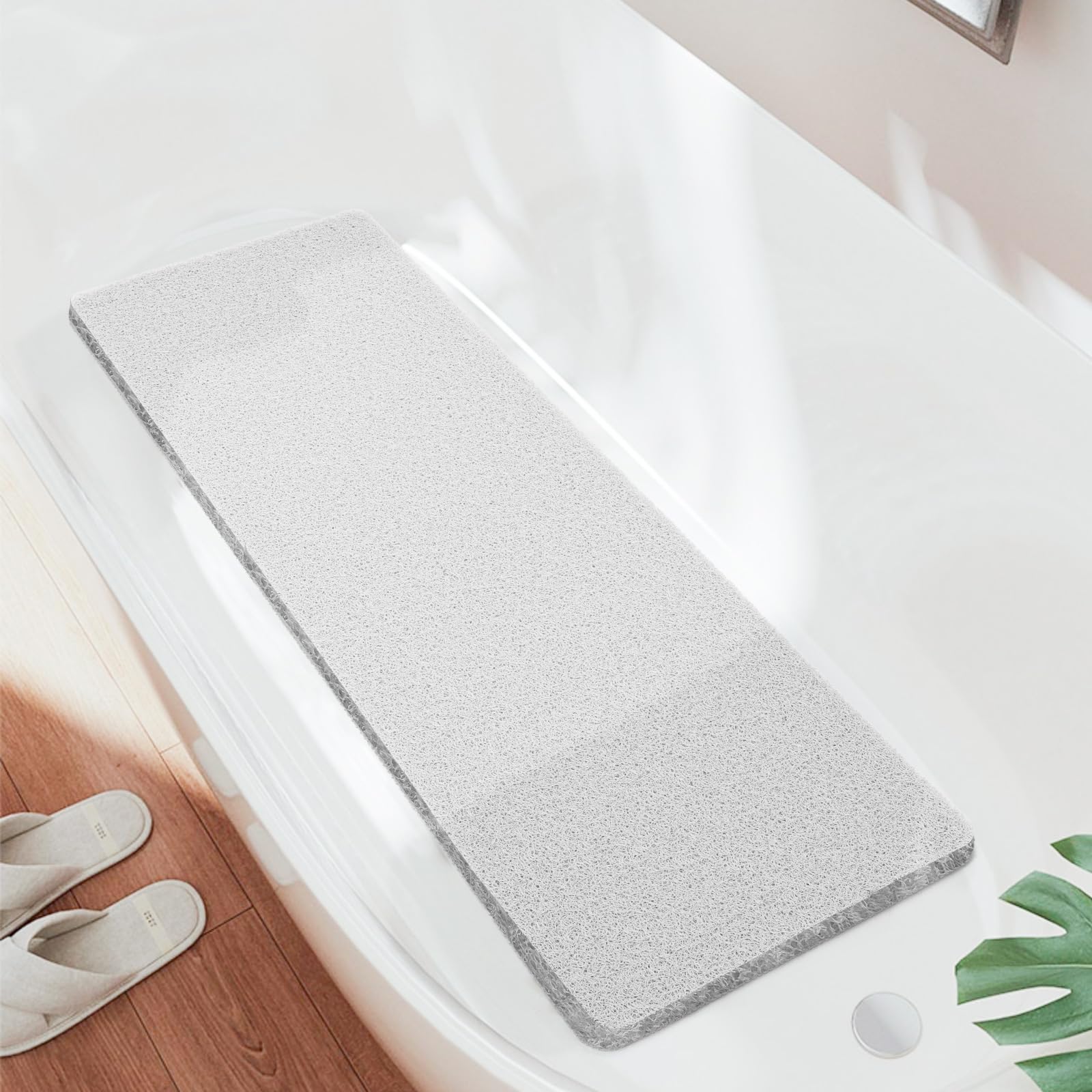 Joyhalo Shower Mats for Showers Anti Slip for Elderly, 47'' x 16'' Non Slip Bath Mat for Inside Shower, Bath Tub Mats for Bathroom Non Slip for Shower, PVC Loofah Bathroom Mats, White