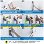 LEVERLOC Grab Bars for Bathtubs and Showers, 17inch Handicap Grab Bars with Two Suction Cups, Easy to Install & Remove Bathroom Shower Grab Bar for Seniors, Suction Shower Handle for The Elderly, Gray