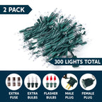 Joiedomi Clear Christmas Lights Outdoor,300(2x150) Count Christmas Tree Lights,77.4FT Warm White String Lights with Green Wire, Xmas Decorations for Indoor Party House Garden Yard Home