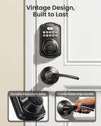 Veise Keyless Entry Door Lock with 2 Lever Handles - Electronic Keypad Deadbolt, Easy Installation Digital Smart Front Door Lock Set, Matte Black